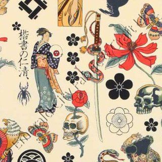 Alexander Henry Nicole's Prints Zen Tattoo Tea Fabric by the Yard