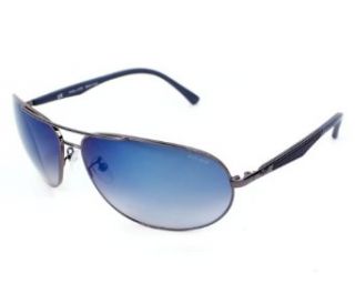 Police Sunglasses S 8757 568X Metal Gun Gradient Grey blue mirror Clothing
