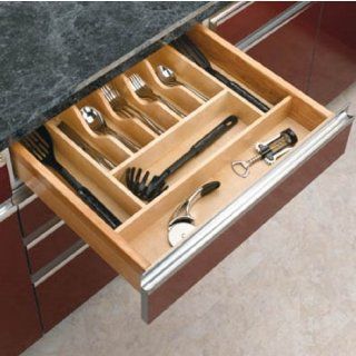 Rev A Shelf RS4WCT 3 Wood Cutlery Tray Drawer Insert for Kitchen or Dressing Table, 20 5/8 in. W x 22 in. D x 2 7/8 in. H, Maple   Shelves