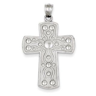 14k White Gold Cross with Serenity Prayer Charm Pendant Jewelry