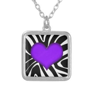 Black White Purple Zebra Quinceañera 15 Party Necklace