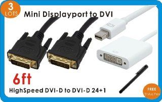 YarMonth Mini Display Port to DVI Male / Female Adapter + High Speed DVI D to DVI D Male to Male Dual Link DVI Cable 6FT NEW + Free Stylus Pen for ALL Touch Screen Cell Phone and Tablets Computers & Accessories