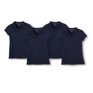 Cherokee Girls School Uniform 4 Pack Short Sleeve Pique Polo   Xavier Navy XS
