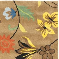 Handmade Soho Brown New Zealand Wool Floral Rug (9'6" x 13'6") Safavieh 7x9   10x14 Rugs