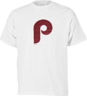 Philadelphia Phillies  White  Cooperstown Throwback Official Logo T Shirt   Medium  Sports Fan T Shirts  Clothing
