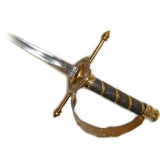 Brass Guard Metal Blade Musketeer Halloween Fencing Sword Foil Rapier  Martial Arts Swords  Sports & Outdoors