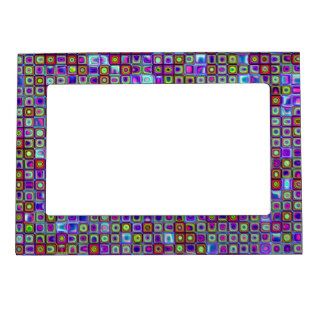 Smoking Purple Funky Retro Mosaic Tiles Pattern Picture Frame Magnets