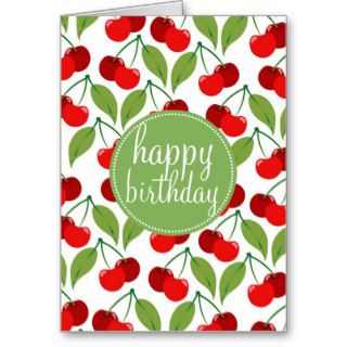 Retro Cherries Happy Birthday Cards