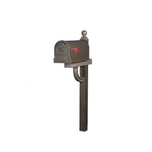 Gibraltar Mailboxes Aberdeen Decorative Classic Style Steel Mailbox and Post Combo in Textured Bronze HCARBZAP