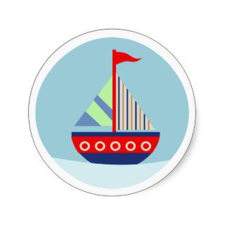 Little Sailboat Sail Away with me Envelope Seals Round Stickers