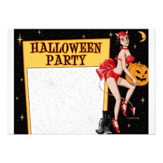 Vintage Devil PinUp Halloween Party Invitations