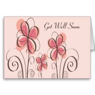 Pink Flowers Get Well Soon Card for Her