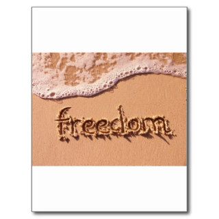 Freedom Written Within the Sand Among The Waves Post Cards
