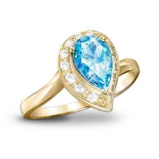  Pear Shaped Blue Topaz Journey Ring I Am With You Always by The Bradford Exchange Jewelry