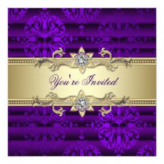 Elegant Purple and Gold Party Custom Invitations