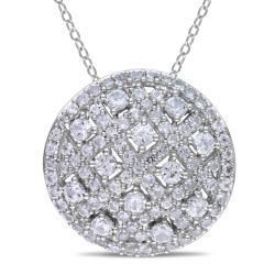 Miadora Sterling Silver White Sapphire Circle Necklace Miadora Gemstone Necklaces