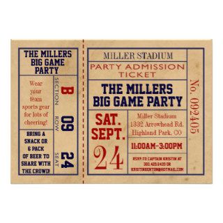 Vintage Sports Ticket Invite   Football Party
