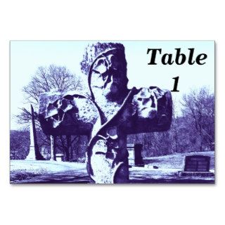 Old Cemetery Tombstone White Cross Table Card