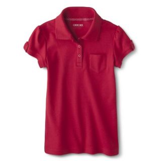 Cherokee Girls School Uniform Interlock Fashion Polo   Red Pop XS
