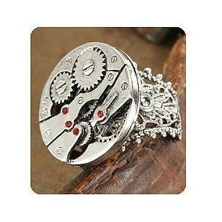 Steampunk Silver Watch Gears Ring Jewelry