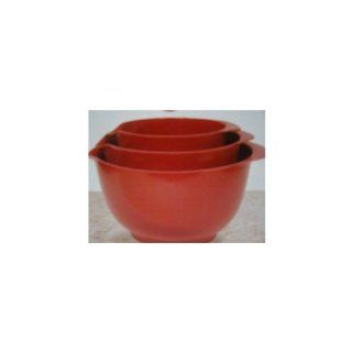 3Pcs Mixing Bowls with Spouts in Red Kitchen & Dining