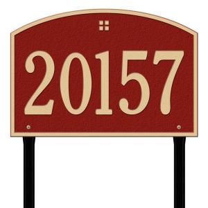 Whitehall Products Rectangular Red/Gold Cape Charles Estate Lawn One Line Address Plaque 1173RG