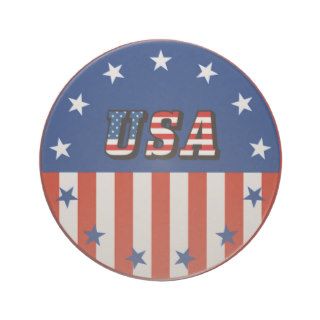USA   American Flag and Stars in Circle Beverage Coasters