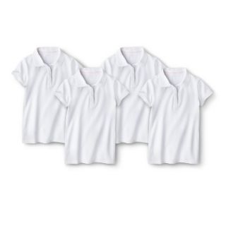 Cherokee Girls School Uniform 4 Pack Short Sleeve Pique Polo   True White XS