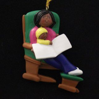 Grandma Glider with Child, African American  Bronzed Baby Shoes  Baby