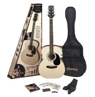 Mitchell MO100SPK Folk Acoustic Guitar Pack Natural Musical Instruments