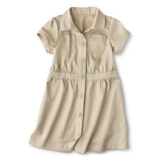 Cherokee Toddler Girls School Uniform Short Sleeve Safari Dress   Pita Bread 4T