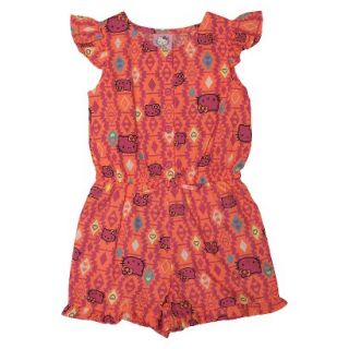 Hello Kitty Infant Toddler Girls Cap Sleeve Aztec Romper   New Coral 18 M