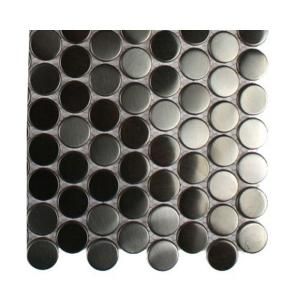 Splashback Tile Metal Silver Stainless Steel 3 5 Penny Round Tiles   6 in. x 6 in. x 8 mm Tile Sample (1 sq. ft.) R1A3