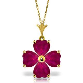 14K 18" Yellow Gold Heart shaped Natural Ruby Pendant Necklace Jewelry