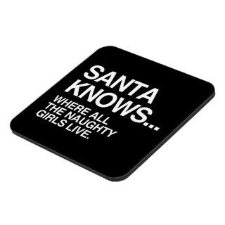SANTA KNOWS WHERE ALL THE NAUGHTY GIRLS LIVE DRINK COASTERS
