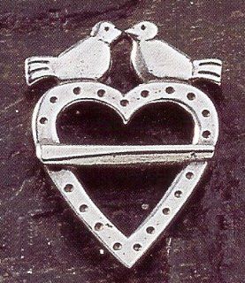 Hjertesolje Liten Simple Dove and Heart Pin Brooch 