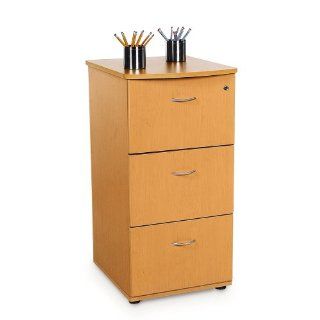 Contemporary Three Drawer File Cabinet with Lock (Maple)   Mobile File Cabinets