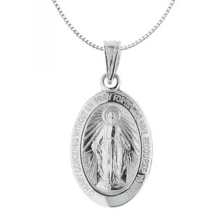 Moise Sterling Silver Blessed Mary 'Pray for Us' Oval Necklace Moise Sterling Silver Necklaces