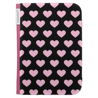 Light Pink Polka Dot Hearts (Black Background) Kindle 3G Covers