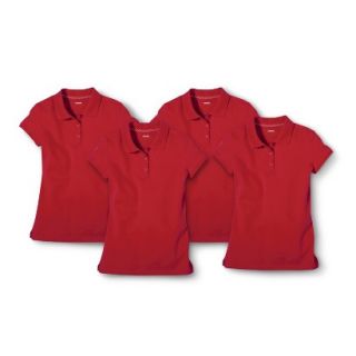 Cherokee Girls School Uniform 4 Pack Short Sleeve Pique Polo   Red Pop XL