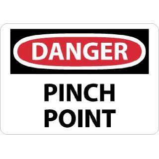 NMC D599PB OSHA Sign, Legend "DANGER   PINCH POINT", 14" Length x 10" Height, Pressure Sensitive Vinyl, Black/Red on White Industrial Warning Signs