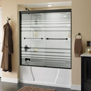 Delta Panache 59 3/8 in. x 56 1/2 in. Sliding Bypass Tub Door in Oil Rubbed Bronze with Frameless Transition Glass 159014