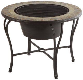 Alfresco Home Notre Dame Mosaic Fire Pit and Beverage Cooler Table  Side Table With Cooler  Patio, Lawn & Garden