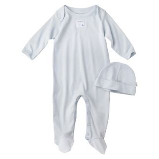 Burts Bees Baby Newborn Organic Lap Shoulder Coverall and Hat Set   Sky 3 6M