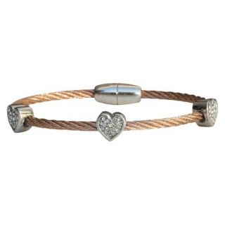 3 Piece Pave Oval Cable Bracelet with Magnetic Clasp   Rose Gold