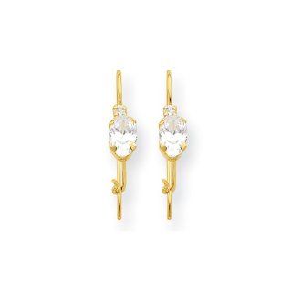 14k Gold CZ Dangle Earrings Jewelry