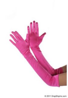Extra Long Satin Gloves (Fuchsia;One Size) Clothing