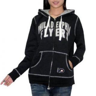 NHL Philadelphia Flyers Womens Athletic Zip Up Hoodie with Embroidered Logo Small Black Clothing