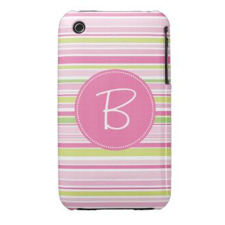 Monogrammed Colorful Girly Stripes iPhone 3 Case Mate Cases