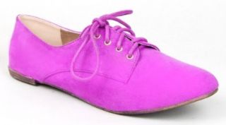 Qupid SALYA 585 Basic Lace Up Oxford Casual Flat Shoe Shoes